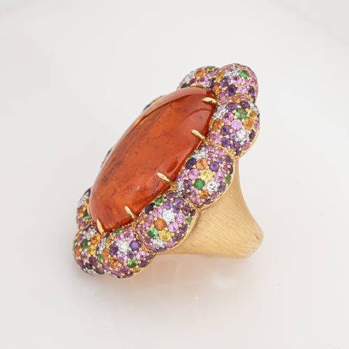 Bague Bague Margot McKinney en or jaune 18 carats, sertie de diamants, grenat et saphir, taille 6,5. 58 Facettes G14194