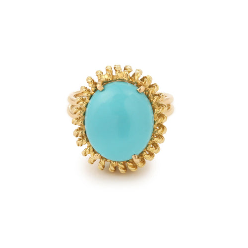 Bague 52 Bague Oursin Vintage cabochon turquoise 58 Facettes B337