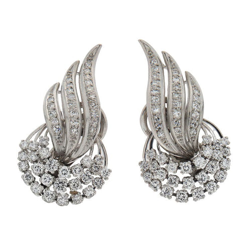 Boucles d'oreilles Boucles d'oreilles en or blanc et diamants de 2,65 carats 58 Facettes G3742