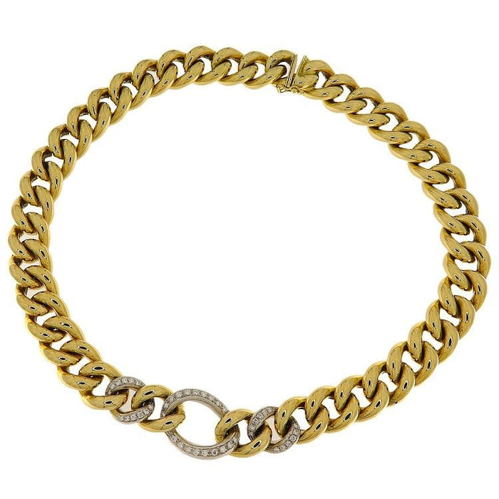 Pulsera Girocollo maglia en oro giallo y bianco con diamantes