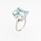 Bague Bague en or blanc 14 carats avec aigue-marine 12 carats, taille émeraude cocktail, taille 6,5, bijoux fins 58 Facettes G13435