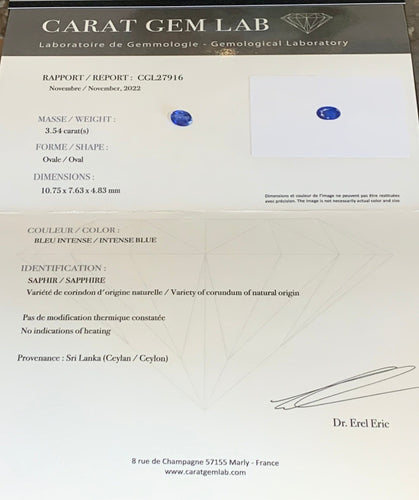 Bague 52 Bague Or Rose, Saphir Oval Non Chauffé 3.54 Carats, Diamants (Certificat) 58 Facettes BSA100