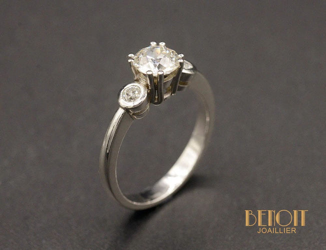 Bague 52 Solitaire platine diamants 58 Facettes A10491