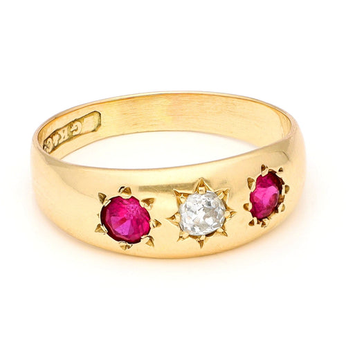 Bague 56 Bague gitane en or jaune, diamant et rubis 58 Facettes CCBAD7DB879D4A76BDBCF47059EFEFA2