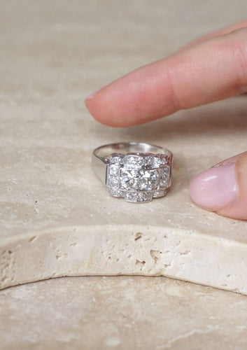 Bague Bague Tank Art déco diamants sur or blanc et platine 58 Facettes