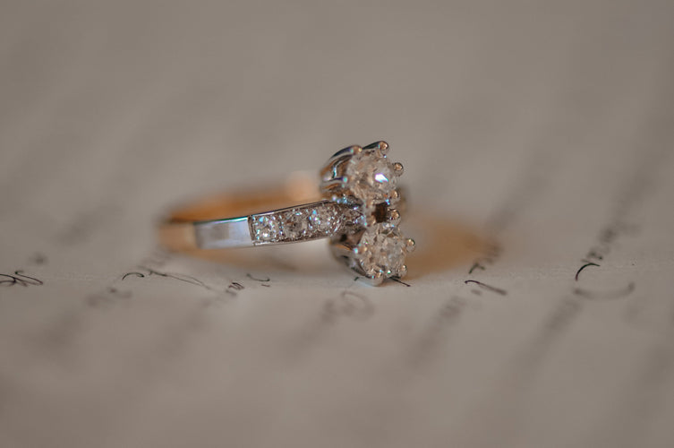 Bague 54 Bague Art Déco bicolore 58 Facettes