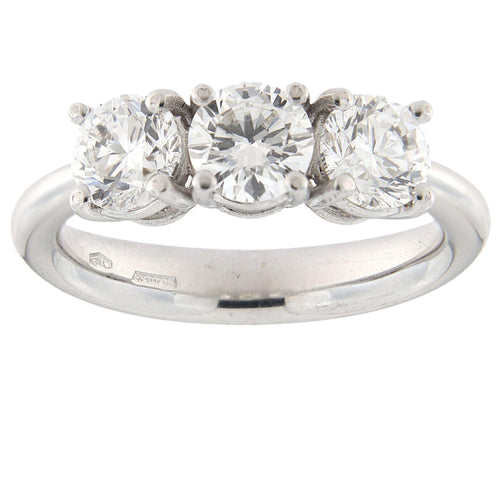 Bague 54 Bague trilogie en or blanc avec diamants certifiés GIA de 2,12 ct 58 Facettes G3825