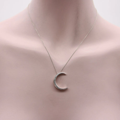 Collier Collier croissant de lune en or blanc 18 carats 58 Facettes