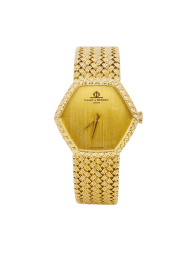 Montre BAUME & MERCIER Montre vintage or jaune maille tressée 58 Facettes 1067.3