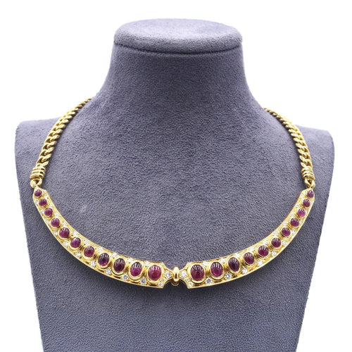 Collier Collier en or jaune avec diamants et rubis 58 Facettes