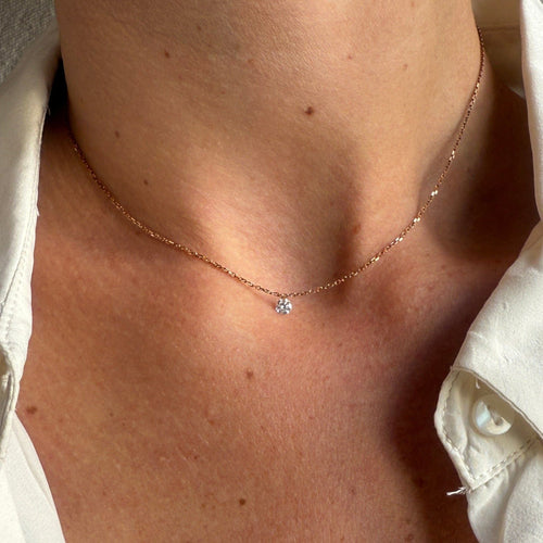 Collier Collier or rose et diamant 58 Facettes