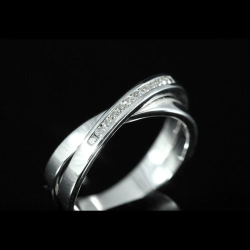 Bague 52 Alliance or blanc diamants 58 Facettes R641