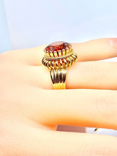 Bague 51.5 Bague en or jaune 18 carats et citrine Madère 58 Facettes AB496