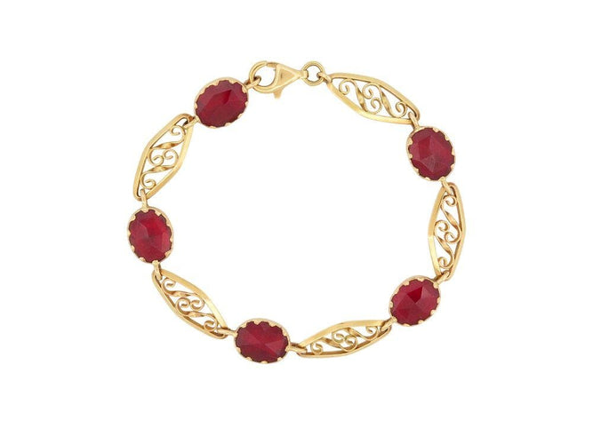Bracelet bracelet maille filigrane sertie 5 grenats de perpignan or jaune 58 Facettes 264472