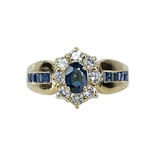 Bague 52 Bague jonc marguerite en or jaune 18 carats en saphirs et diamants 58 Facettes AB573