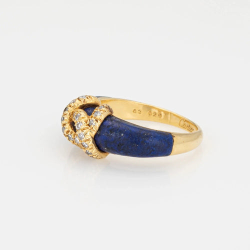 Bague 54 Bague Cartier Double C en diamants et lapis-lazuli, années 1970, 6,75 po, bijou fin signé 58 Facettes G13565