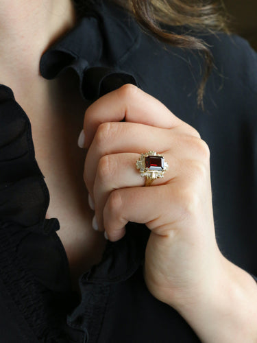 Bague 51 Bague ballerine Grenat Diamants baguette 58 Facettes 953