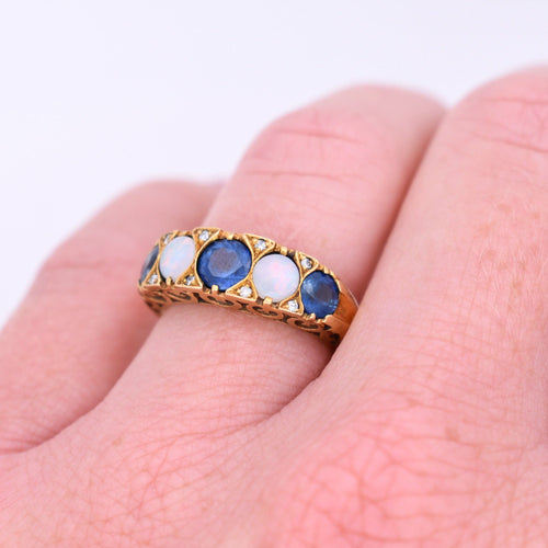 Bague 54 Bague Jarretière Vintage Or, Saphirs, Opales et Diamants 58 Facettes 342