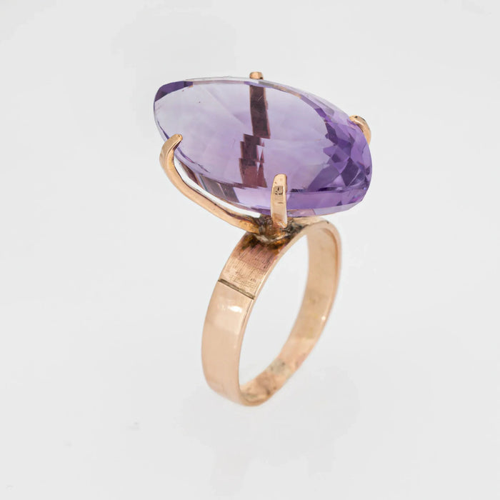 Amethyst ring 17.50 ct rose gold marquise cocktail