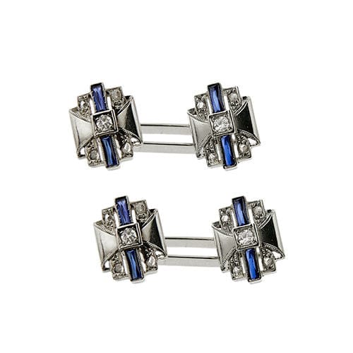 Boutons de manchette Boutons de manchette sertis de saphirs et de diamants 58 Facettes 39260