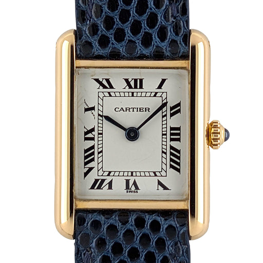 Montre Cartier Tank Louis Cartier Medium MM Classic Railway 18k Gold 866001 Gold Folding Clasp Circa 1985 58 Facettes