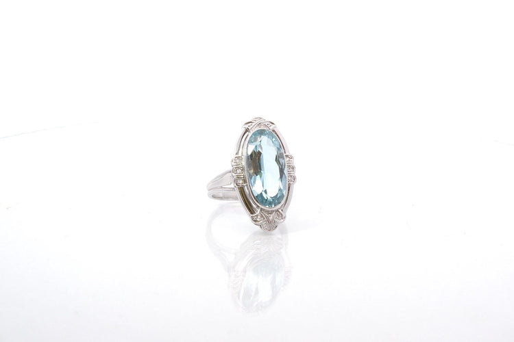 Bague 53 Bague vintage aigue-marine et diamants en or 18k 58 Facettes 25980