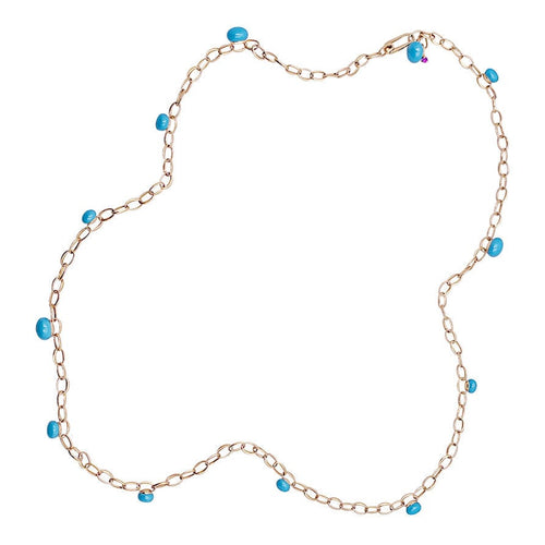 Collier Sautoir Pomellato, "Capri", or rose, céramique turquoise. 58 Facettes 33660