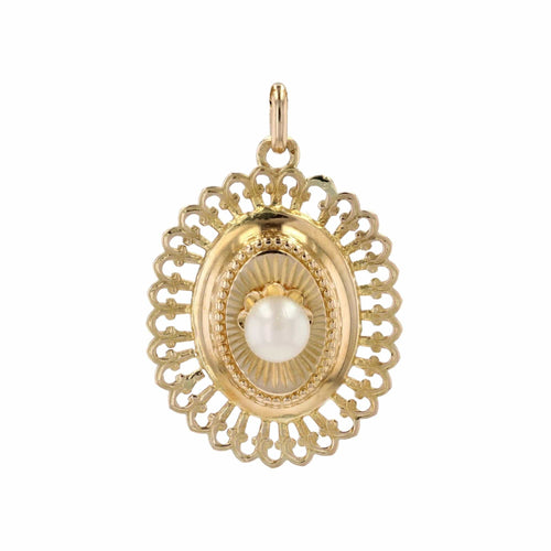 Pendentif Pendentif vintage or jaune et perle de culture 58 Facettes CVP186