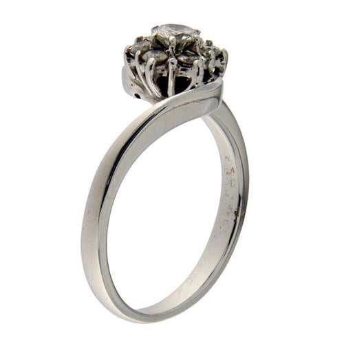 Bague 59 Bague en or blanc avec diamants taille brillant en forme de fleur 58 Facettes G3693