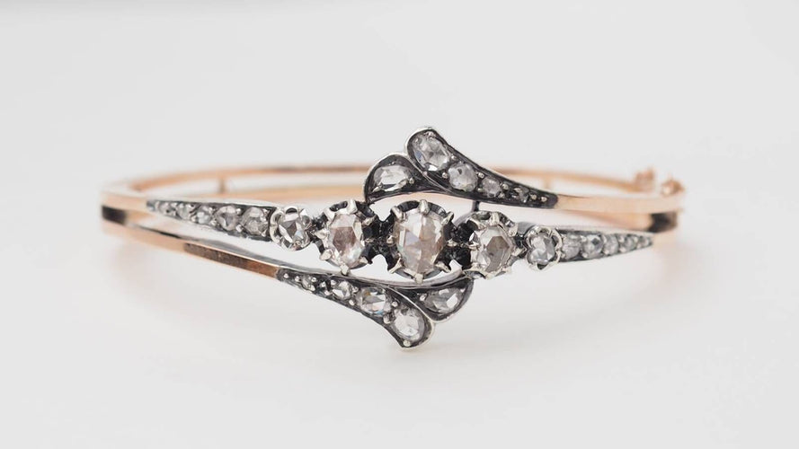 Bracelet Bracelet ancien du XIX ème siècle en or rose et argent serti de diamants 58 Facettes 32755