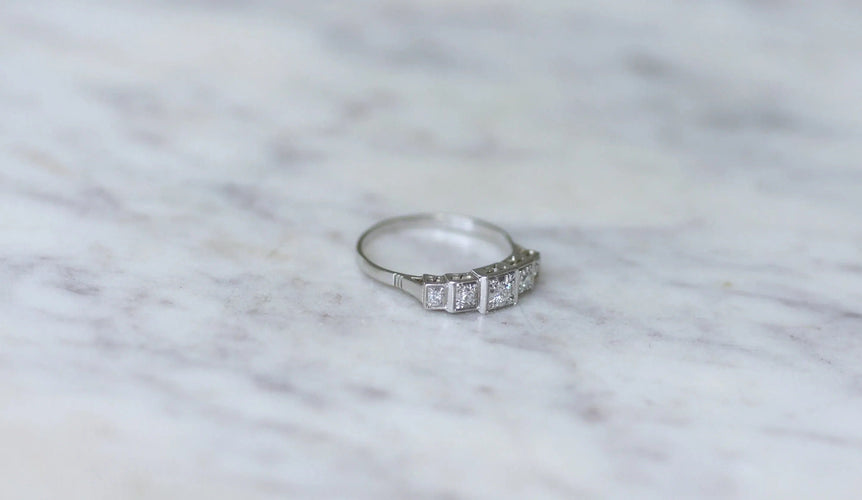 Bague 56 Bague Jarretière Art Déco Diamants 58 Facettes