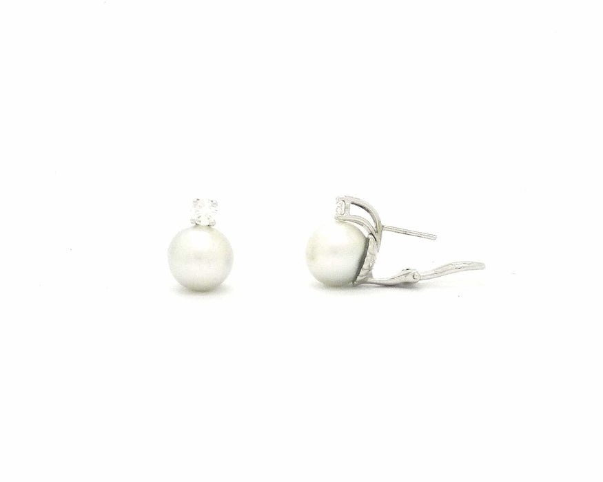 Boucles d'oreilles boucles d'oreilles avec perle australienne et diamants 58 Facettes