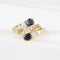 Vintage ring in 18K yellow gold with diamonds and sapphires 
