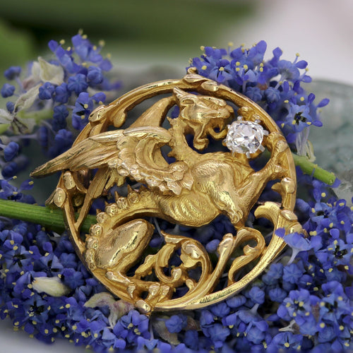 Broche Broche ancienne en or et diamant Chimère 58 Facettes 25-100
