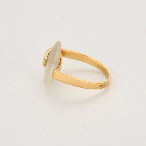 Bague 54 Bague moderniste or jaune et cristal de roche 58 Facettes NAR0303