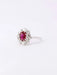 Bague 55 Bague marguerite or blanc rubis ovale diamants 58 Facettes 1023.1