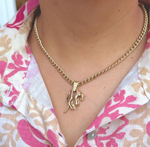 Pendentif Pendentif panthère articulé en or jaune 14k et diamants 58 Facettes 55C62510EC194957BCD6378BF4AFA45A