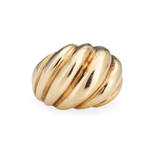 Bague 56.5 Bague en or cannelée vintage des années 70 58 Facettes G13427