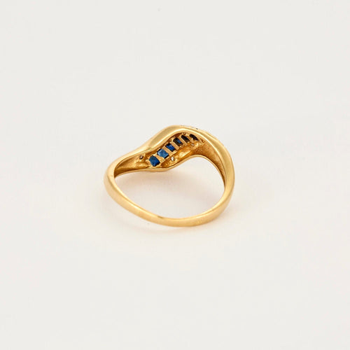 Bague 53 Bague jonc or jaune, saphir et diamants 58 Facettes SBR1669