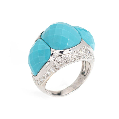 Bague 46 Bague Diamant Turquoise Or Blanc 58 Facettes G13197