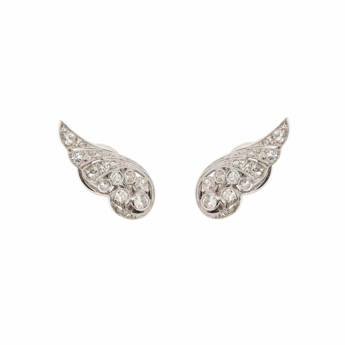 Boucles d'oreilles Boucles d'oreilles ailées diamants or blanc 58 Facettes BO233