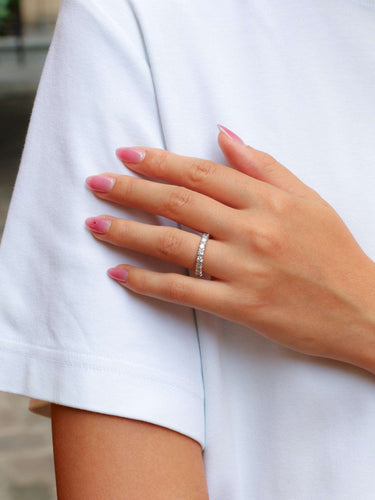 Bague Alliance or blanc diamants taille ancienne 58 Facettes J609