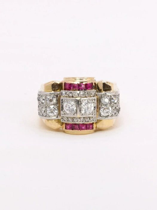 Bague 56 Bague tank diamants rubis calibrés 58 Facettes 1039.6