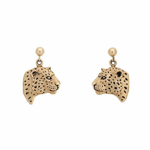 Boucles d'oreilles Gayle Bright Jaguar Bust Earrings Vintage Gold 58 Facettes G13447