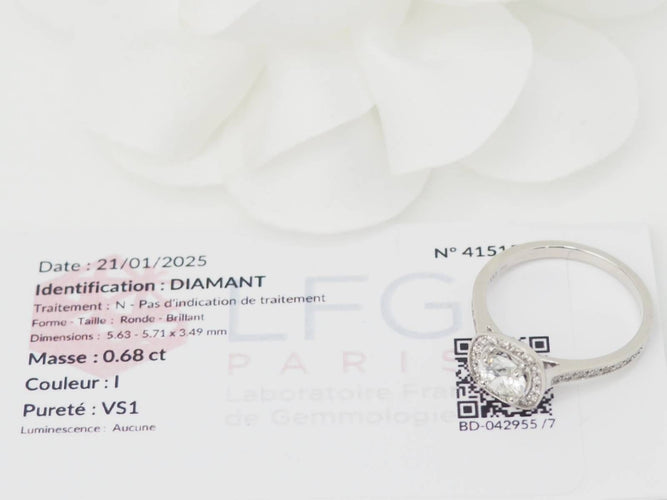 Bague 54 Bague solitaire en or blanc et diamants 0.68ct 58 Facettes 31790/32624