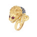 Bague 58 Grande Bague Lion Yeux Rubis Diamant Émail Bleu 58 Facettes G12697