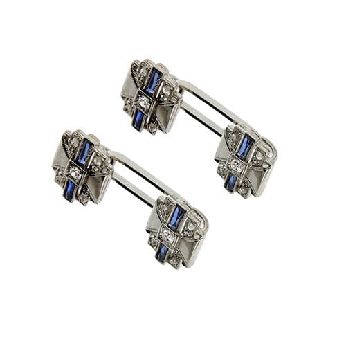 Boutons de manchette Boutons de manchette sertis de saphirs et de diamants 58 Facettes 39260