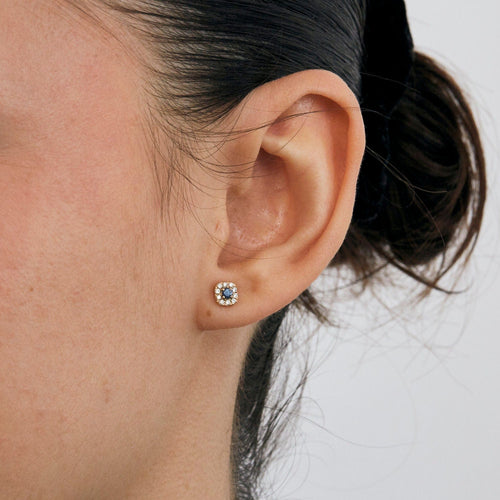 Boucles d'oreilles Boucles d'oreilles or rose 18 carats sertie de diamants et saphir 58 Facettes