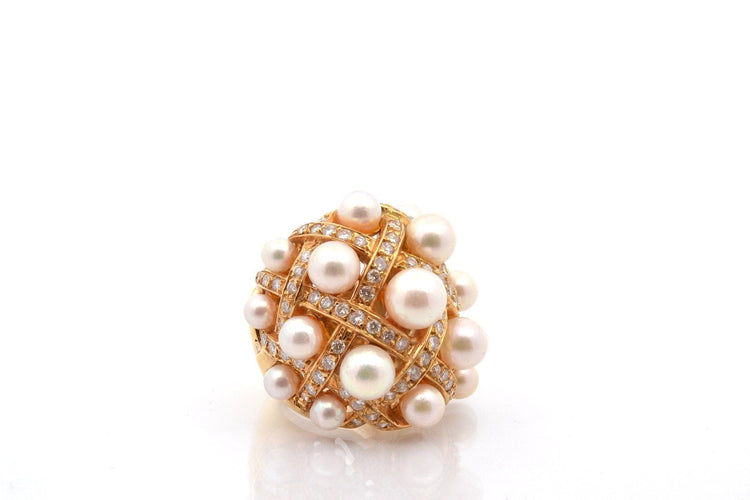 Bague 49 Bague d'occasion perles de culture et diamants 58 Facettes 27398