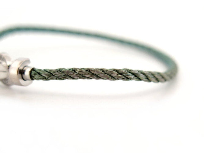 Bracelet bracelet FRED chance infinie mm diamants & chaine or blanc +cable vert 58 Facettes 263860